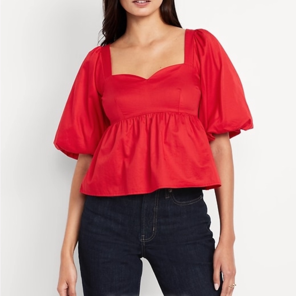 Old Navy Red Puff Sleeve Blouse